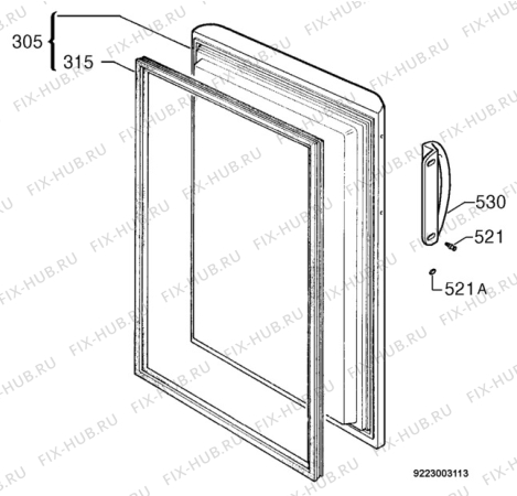 Взрыв-схема холодильника Zanussi ZFT11FB - Схема узла Door 003